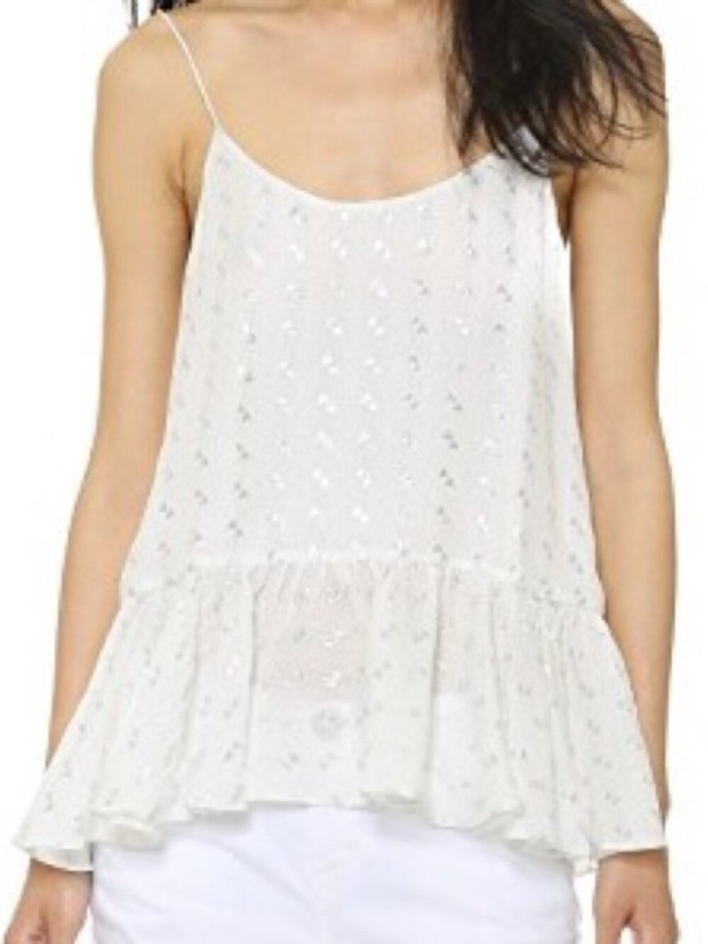Club Monaco Benicia Metallic/Silk Ruffle Camisole